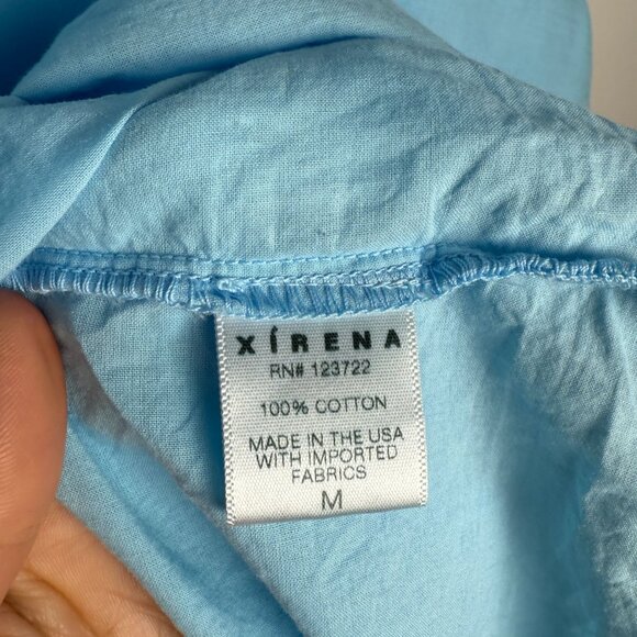 Xirena Mini Dress Nadia Tiered Blouson-Sleeve Poplin Bluebird Sz M Coastal - Picture 8 of 9